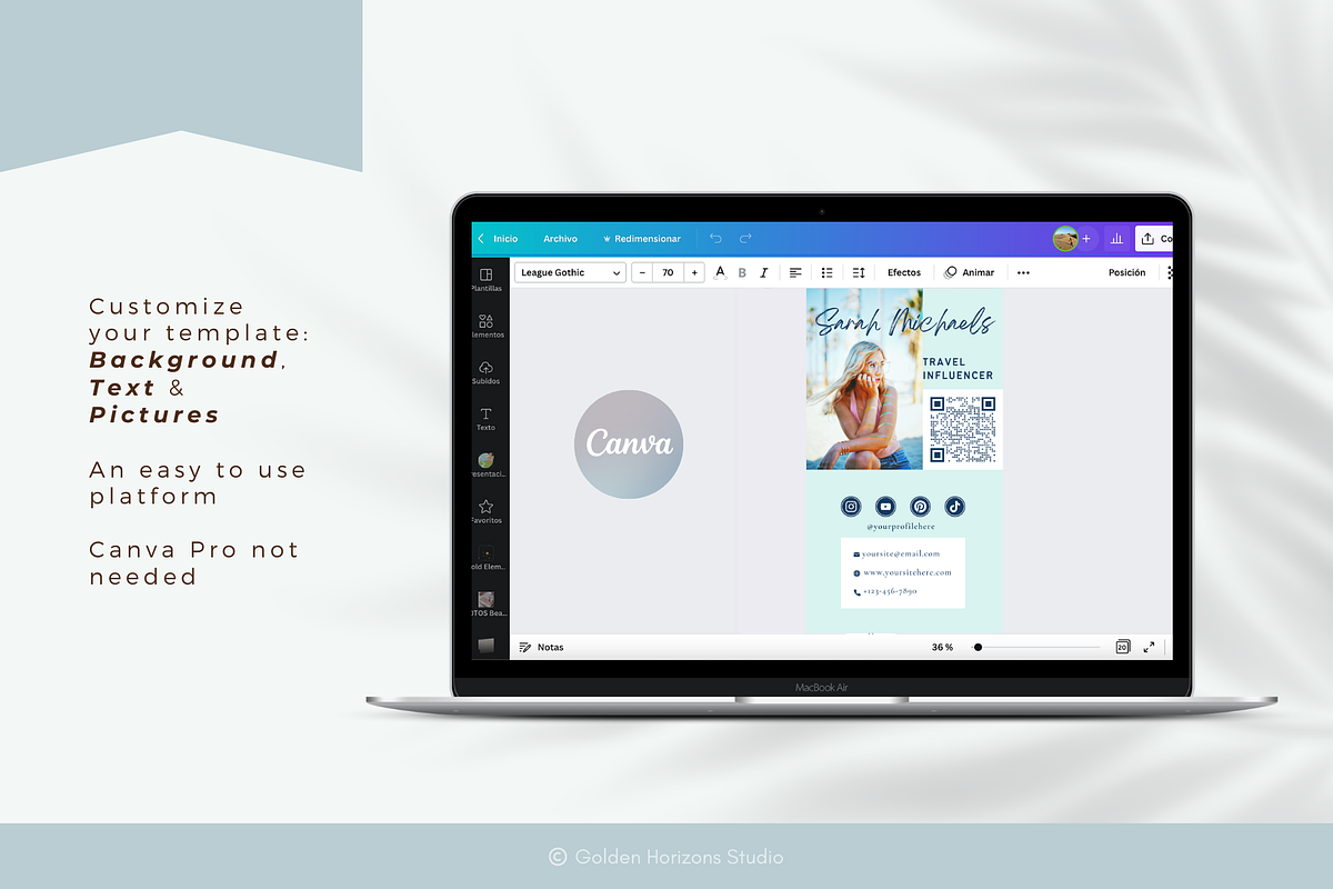 Travel Influencer Business Card Kit, a Business Card Template by Golden Horizons Studio (Photo 11 of 12)