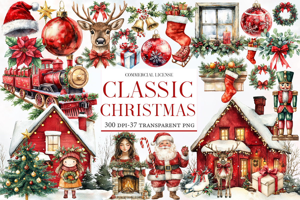 Classic Christmas Clipart, an Illustration by Designworld (Photo 1 of 5)