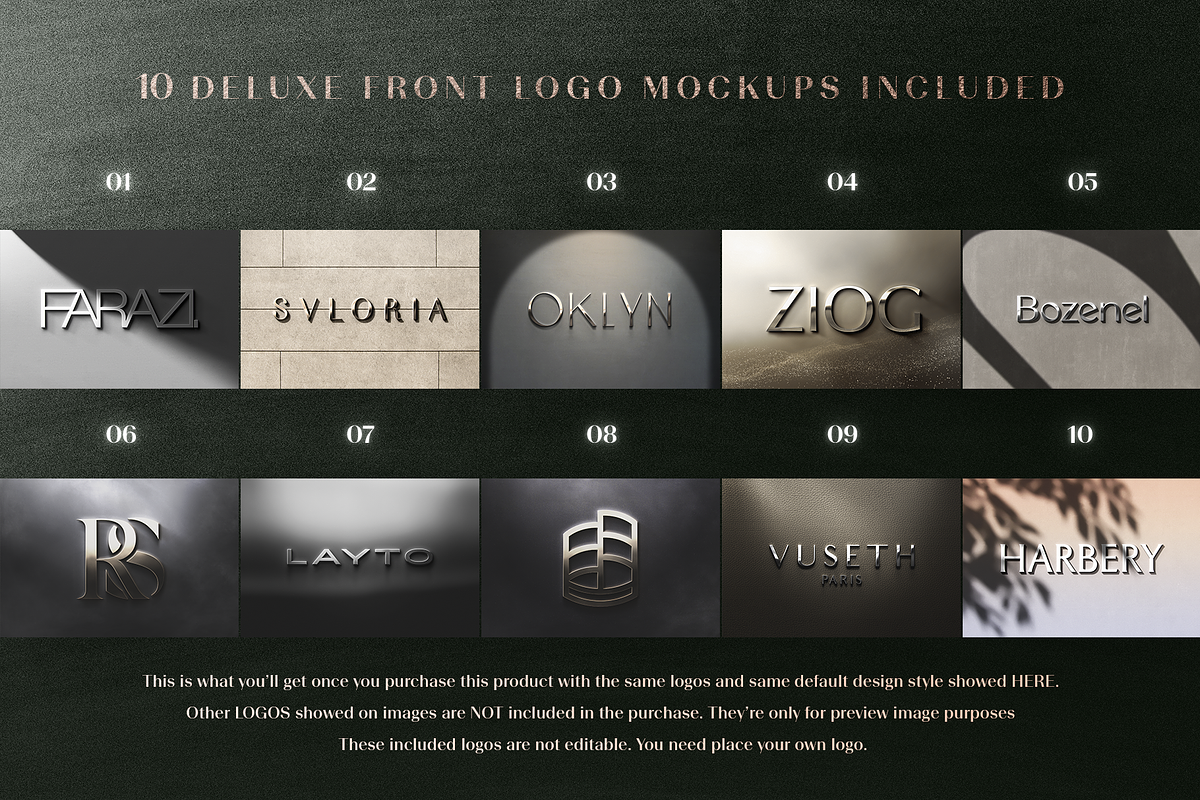 10 Deluxe Front Logo Mockups - V4, an Advertising Mockup by Asylab (Photo 2 of 16)
