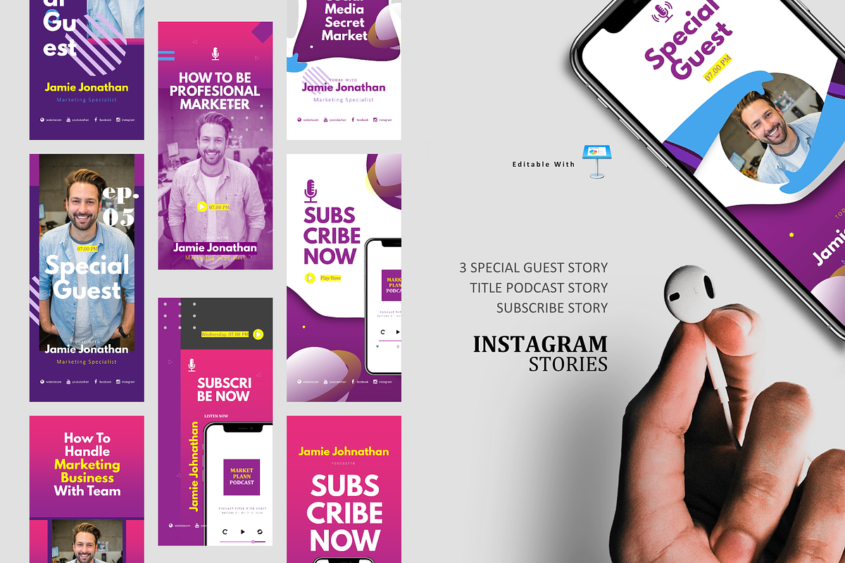 SALE | 12 BUNDLE PODCAST KEYNOTE, a Social Media Template by rivatxfz (Photo 3 of 13)