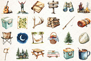Watercolor Camping Clip Art, an Illustration by Libby Wishes (Thumbnail 2 of 5)
