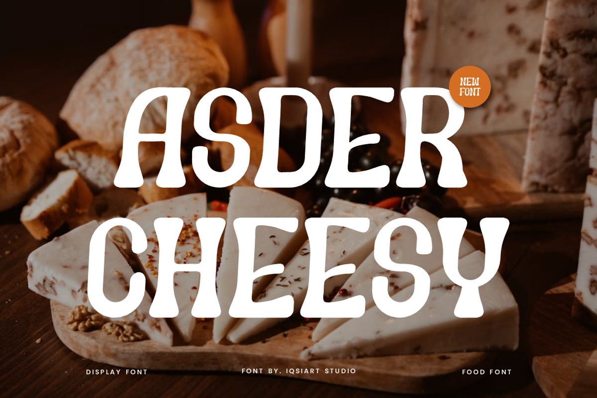 Asder Cheesy - Food Font, a Slab Serif Font by Iqsiart Studio (Photo 1 of 7)