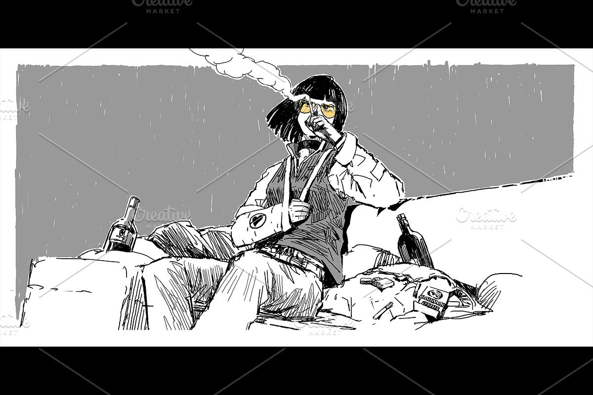 Black & white drawing collection., a Person Illustration by Grandfailure (Photo 12 of 23)