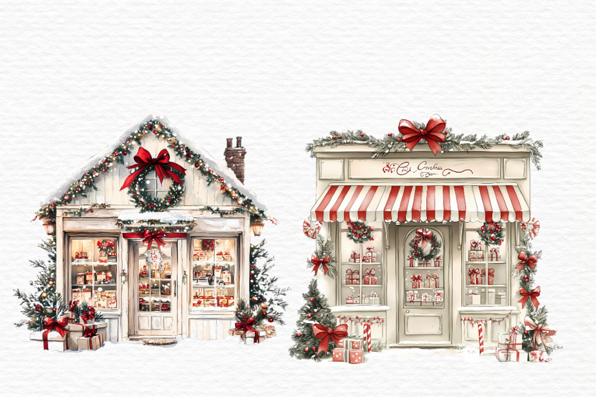 Christmas market storefront clipart, a Seasonal Illustration by Invite to Clipart (Photo 5 of 8)
