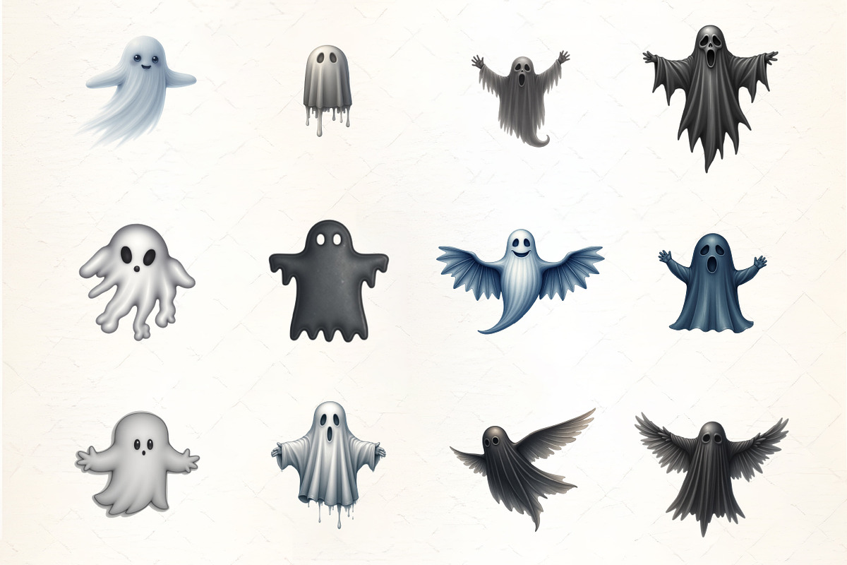 Flying Ghost Silhouette Clipart, an Illustration by CrexoraLab (Photo 3 of 5)