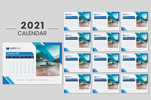 Blue Desk Calendar 2021