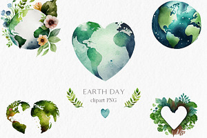 Earth day Watercolor Clipart PNG