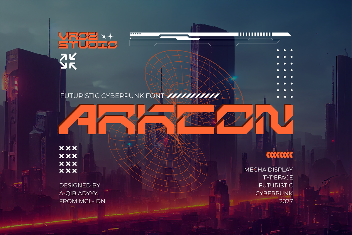 ARKCON - Futuristic Cyberpunk Font, a Font by Vroz Studio (Photo 1 of 6)