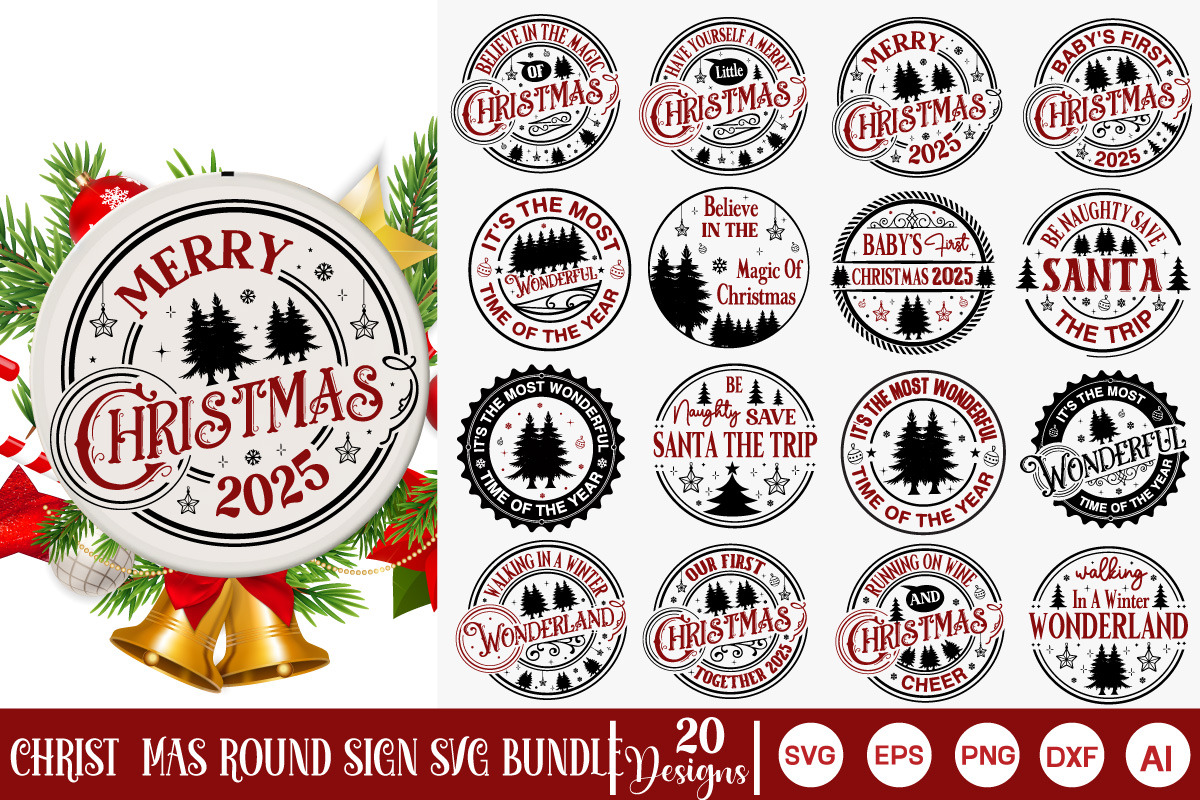 Mega Christmas Round Sign SVG Bundle, an Object Graphic by GraphicPicker (Photo 5 of 6)