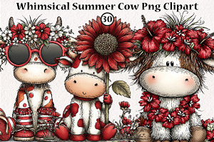 Whimsical Summer Cow Png Clipart, a Seasonal Illustration by CreationArt
