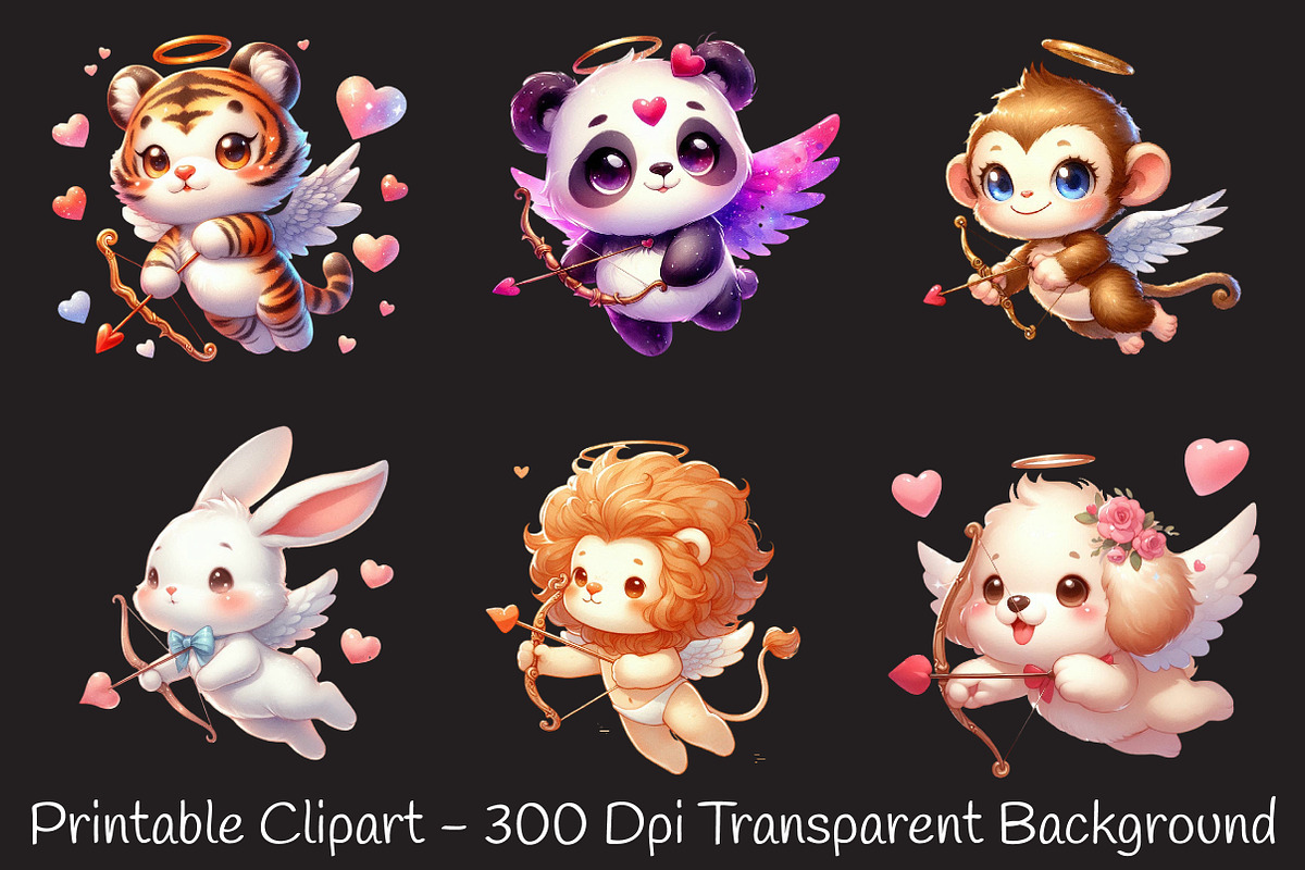 Cute Animals Cupid Valentines Day, a Seasonal Illustration by RobertsArt (Photo 2 of 7)