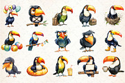 Grumpy Toucan Watercolor Clipart, an Illustration by Rose Art (Thumbnail 7 of 7)