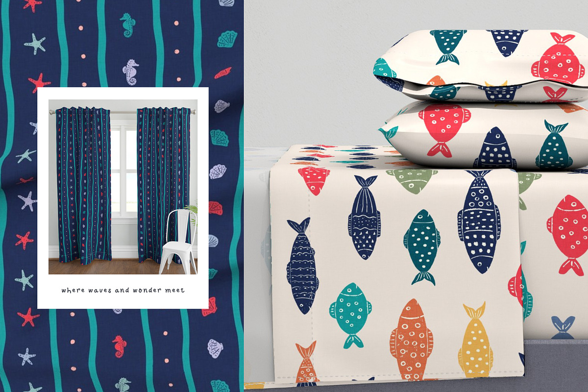Nautical Fish Playful Collection, a Pattern Graphic by Naty Art (Photo 3 of 12)