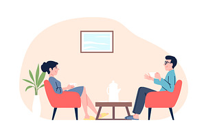 Couple drink and relax. Man and, a Food Illustration by LadadikArt