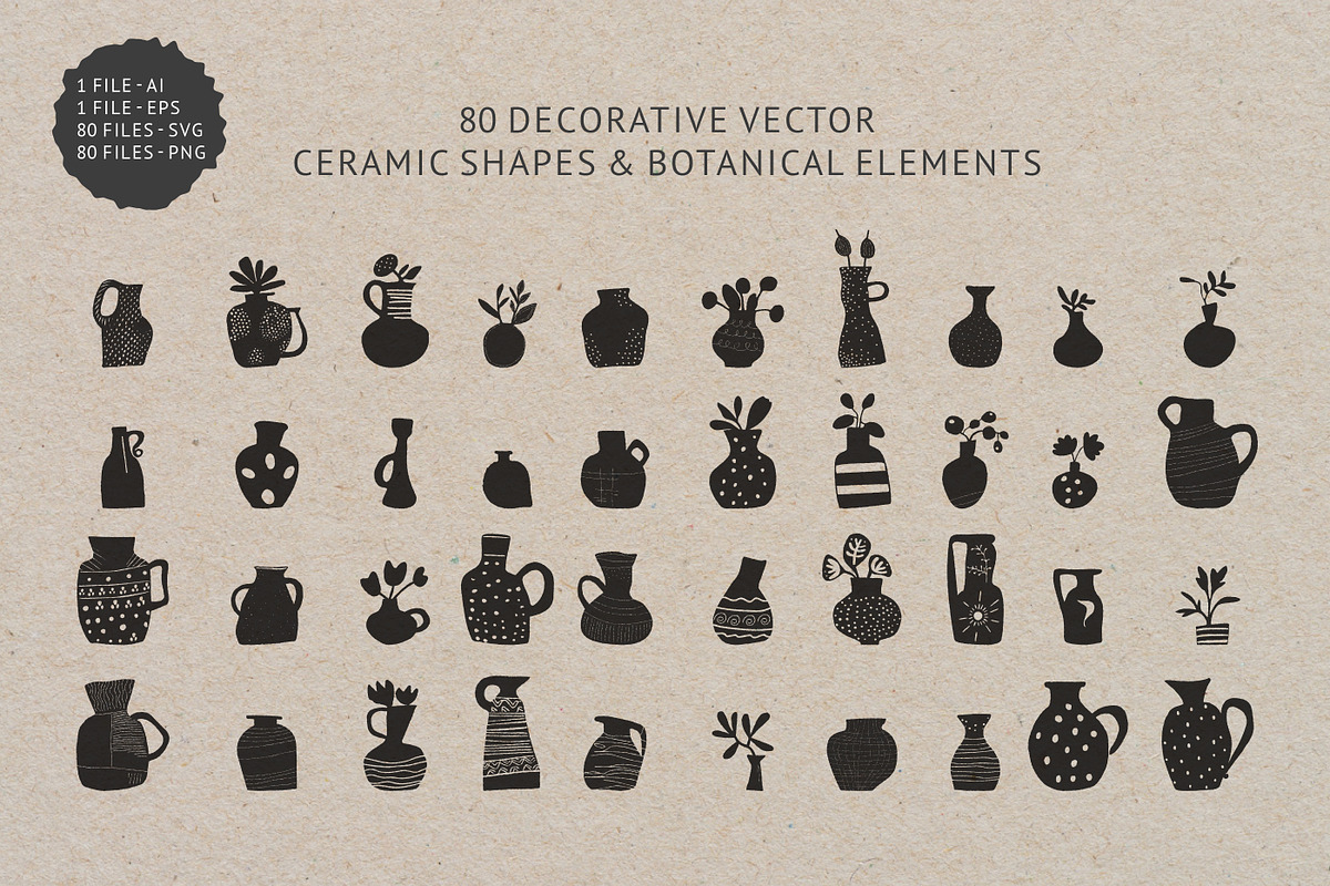 80 Ceramic Shapes Vector Elements, an Object Illustration by BAGIRA | Studio (Photo 5 of 7)
