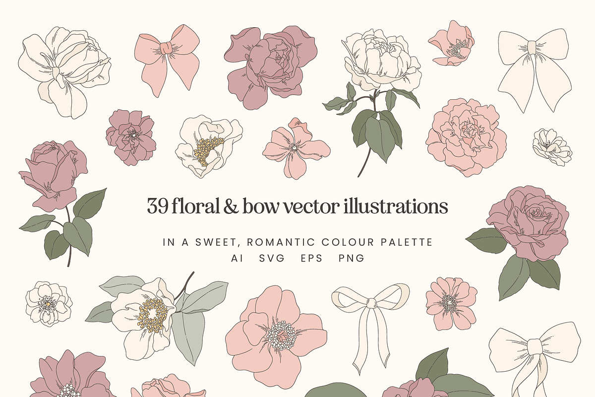 Romantic Floral Vector Illustrations, a Decorative Illustration by Emma Webb Studio (Photo 2 of 9)