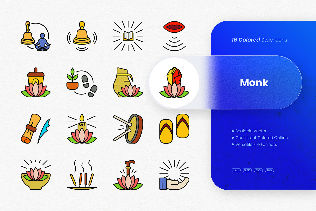 Monk Colored Icons, an Icon by cidcud_graphic