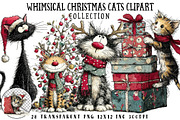 Whimsical Christmas Cats Clipart, an Illustration by OK Design (Thumbnail 1 of 6)