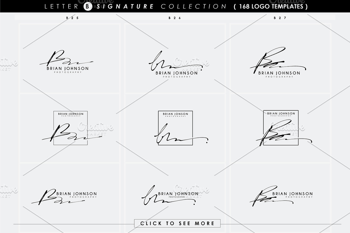 168 LETTER B SIGNATURE monogram logo, a Branding & Logo Template by Whimsical Logoshop (Photo 15 of 16)