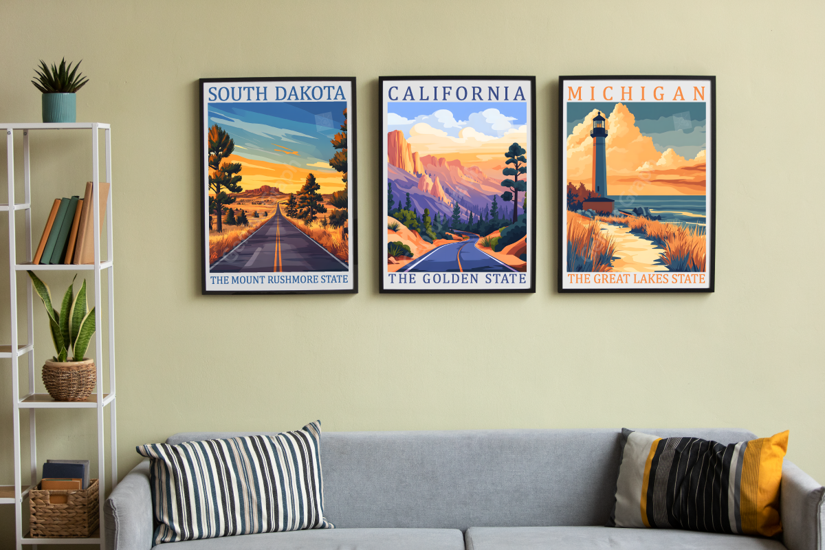 50 US State Travel Poster Bundle, a Decorative Illustration by Genius Graph (Photo 5 of 6)