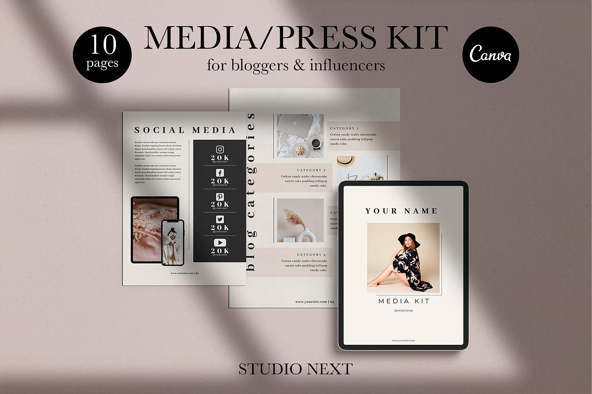 Media Kit Canva Template | DAHLIA, a Brochure Template by Studio Next (Photo 1 of 9)