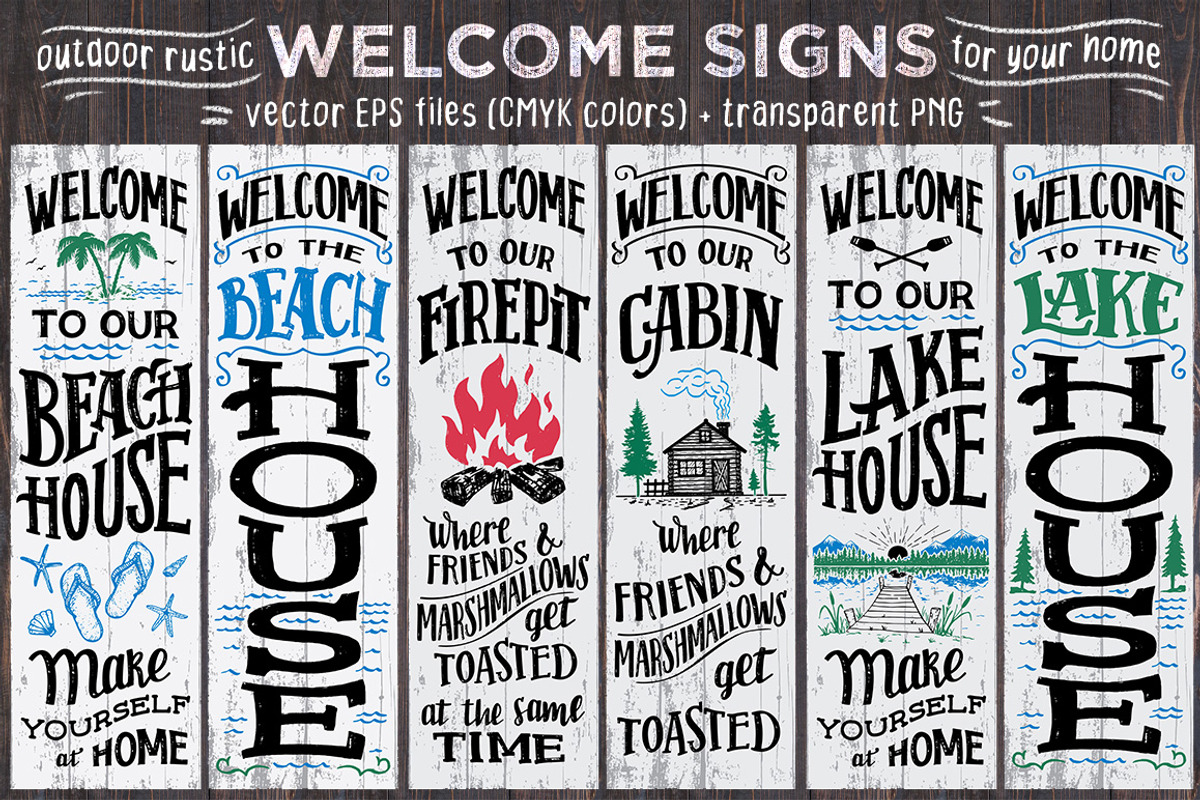 Outdoor Hand-drawn Welcome Signs Set, an Object Graphic by Paul Lesser (Photo 1 of 2)