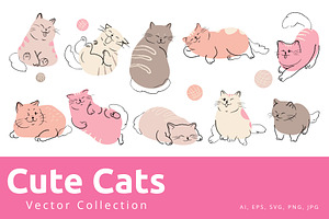Cute cats vector set