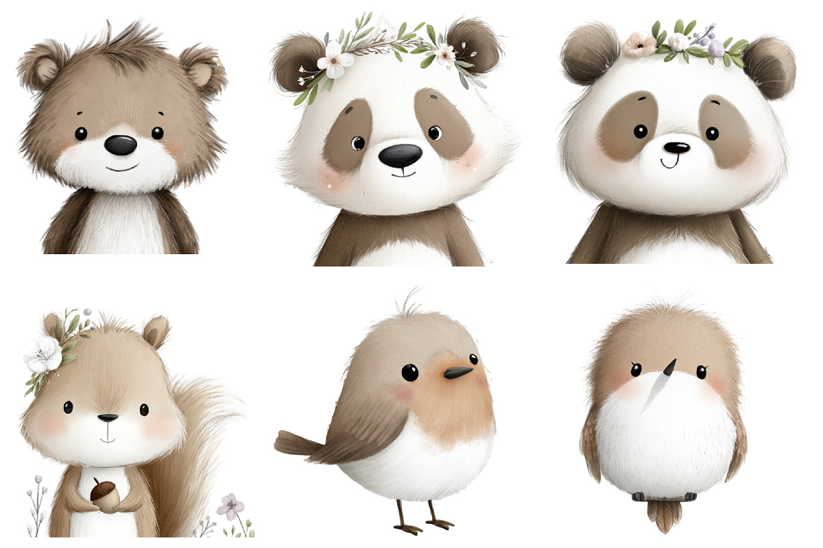 Watercolor Spring Woodland Animals, an Illustration by Designworld (Photo 3 of 4)