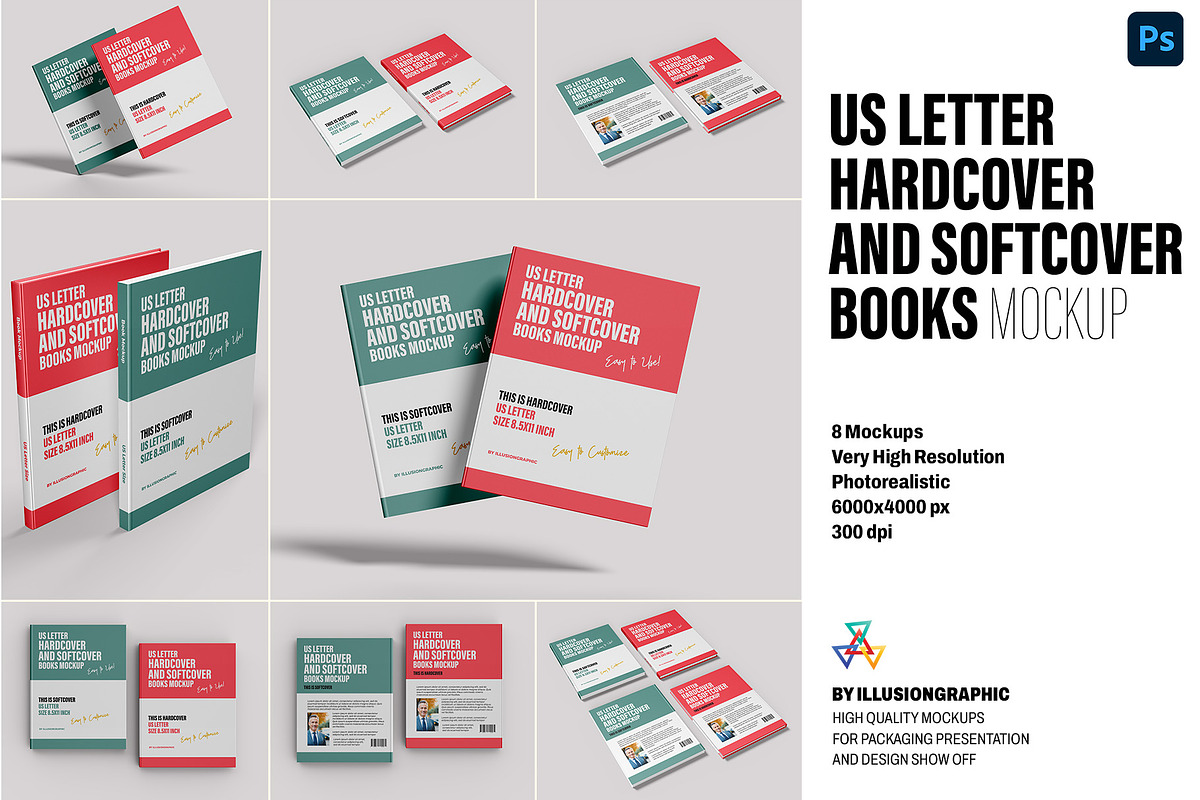 Hardcover and Softcover Books Mockup, a Books & Magazine Mockup by Illusiongraphic (Photo 1 of 22)