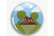 wooden cabin building landscaped, a Decorative Illustration by zyxroun shop (Thumbnail 2 of 3)