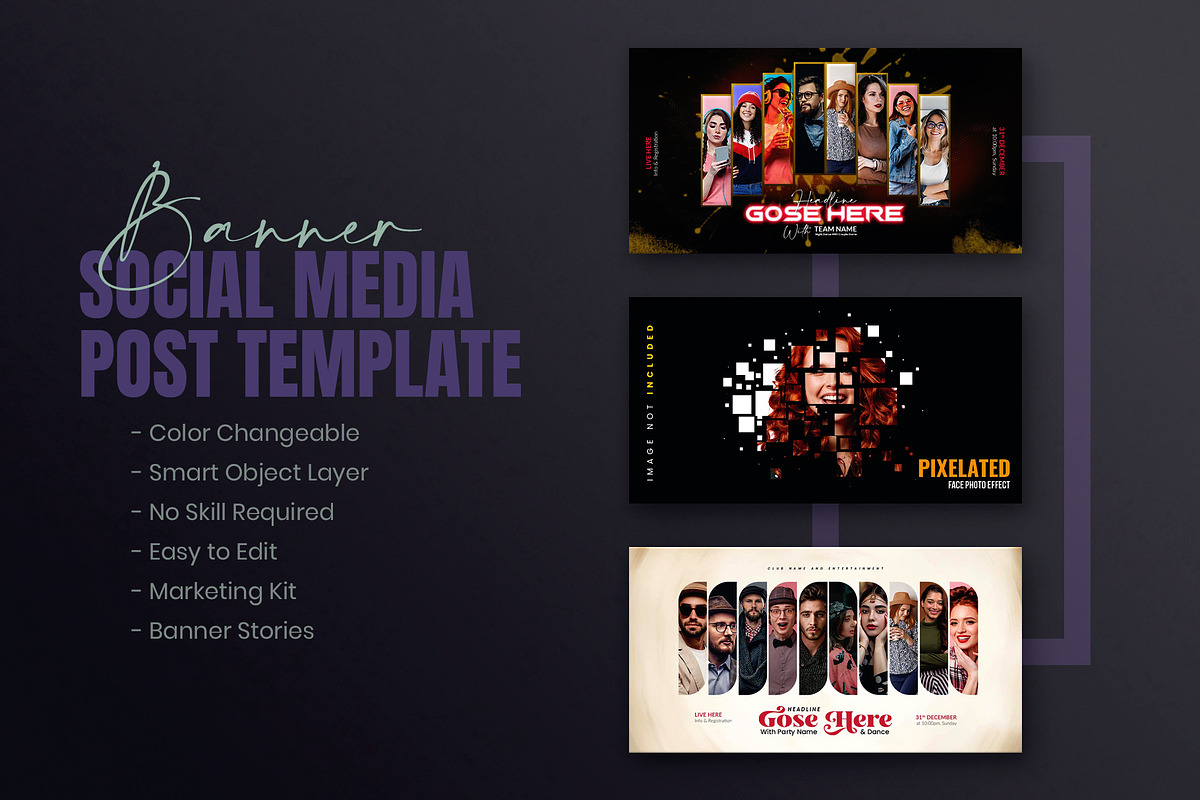 Photo Effect  Social Media Post Set, a Social Media Template by Creative_View (Photo 8 of 8)