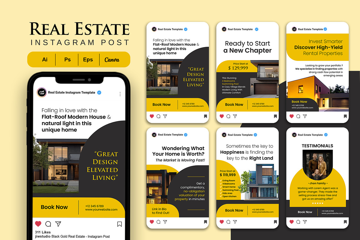 Black Gold Real Estate Social Media, a Social Media Template by Jiwstudio (Photo 1 of 4)