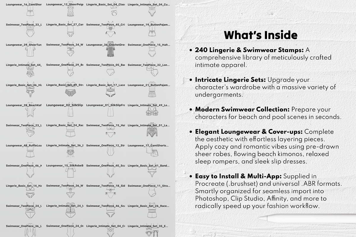 Lingerie & Swimwear Procreate Stamps, a Brush Add-On by Selentaori Studio (Photo 4 of 12)