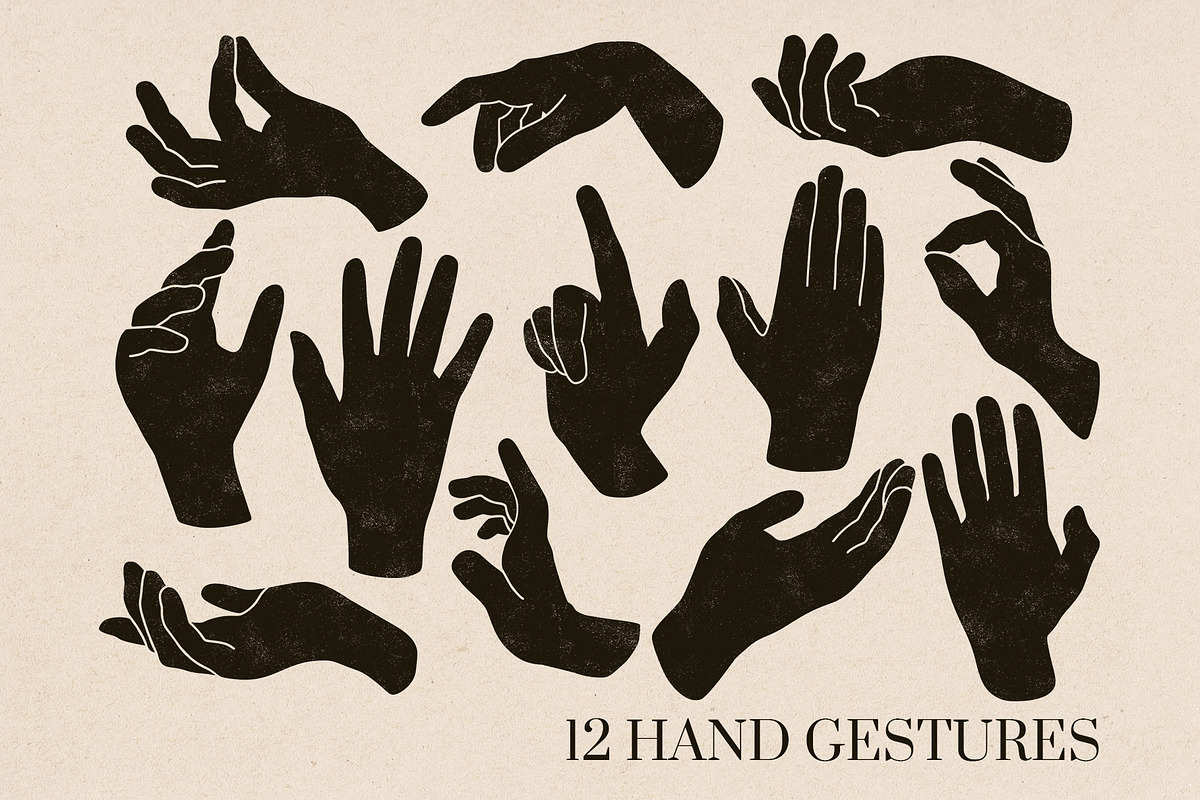 CELESTIAL TEXTURED HANDS SILHOUETTES, an Object Graphic by Creativemaker (Photo 2 of 10)