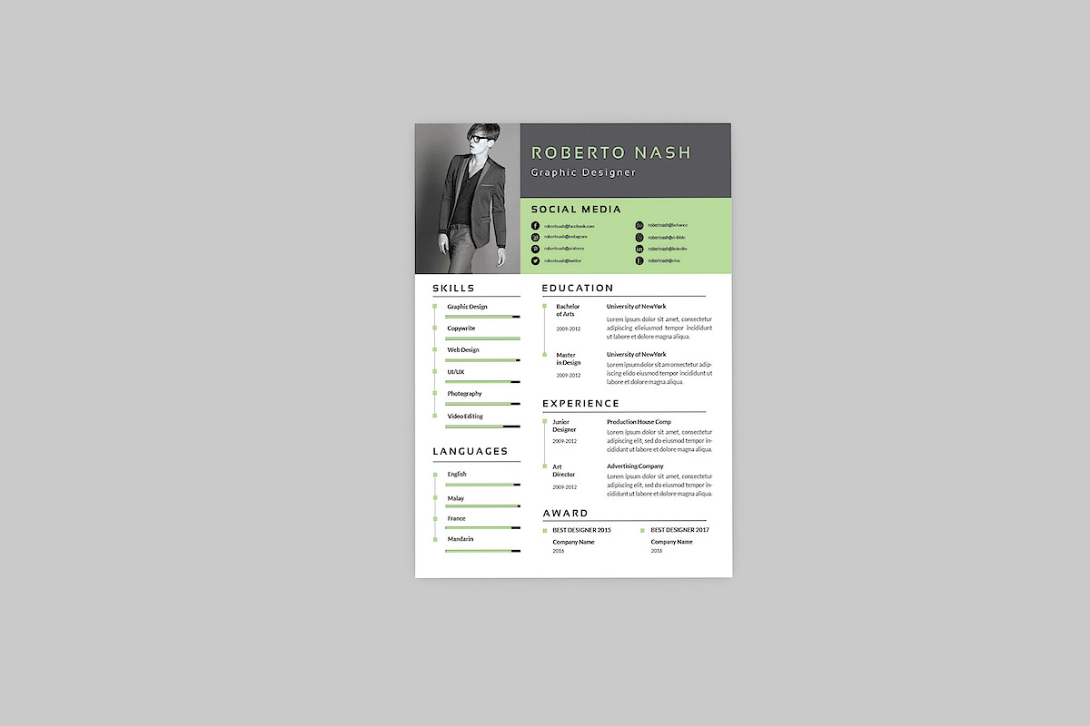 Hybrid Resume Designer, a Resume Template by AQR Studio (Photo 3 of 4)