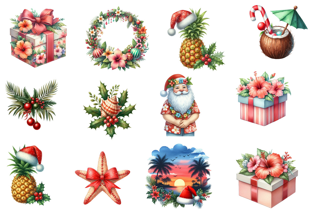 Watercolor Hula Holidays Clipart, an Illustration by Designworld (Photo 2 of 5)