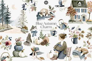 cozy autumn charm clipart set, a Decorative Illustration by Patishop Art