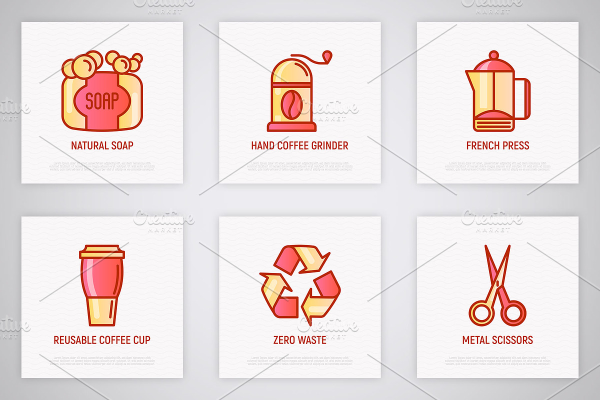 Zero Waste | 16 Thin Line Icons Set, an Outline Icon by Alex Blogoodf (Photo 5 of 9)