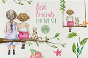Best Friends - Watercolor Clip Arts, an Illustration by Tati Bordiu (Thumbnail 1 of 4)