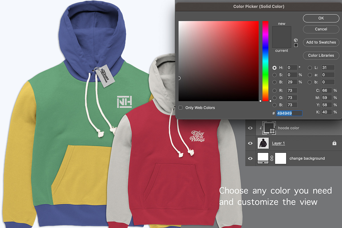 full customizable Hoodie PSD Mockup, a Hoody Mockup by NH graphic (Photo 3 of 4)