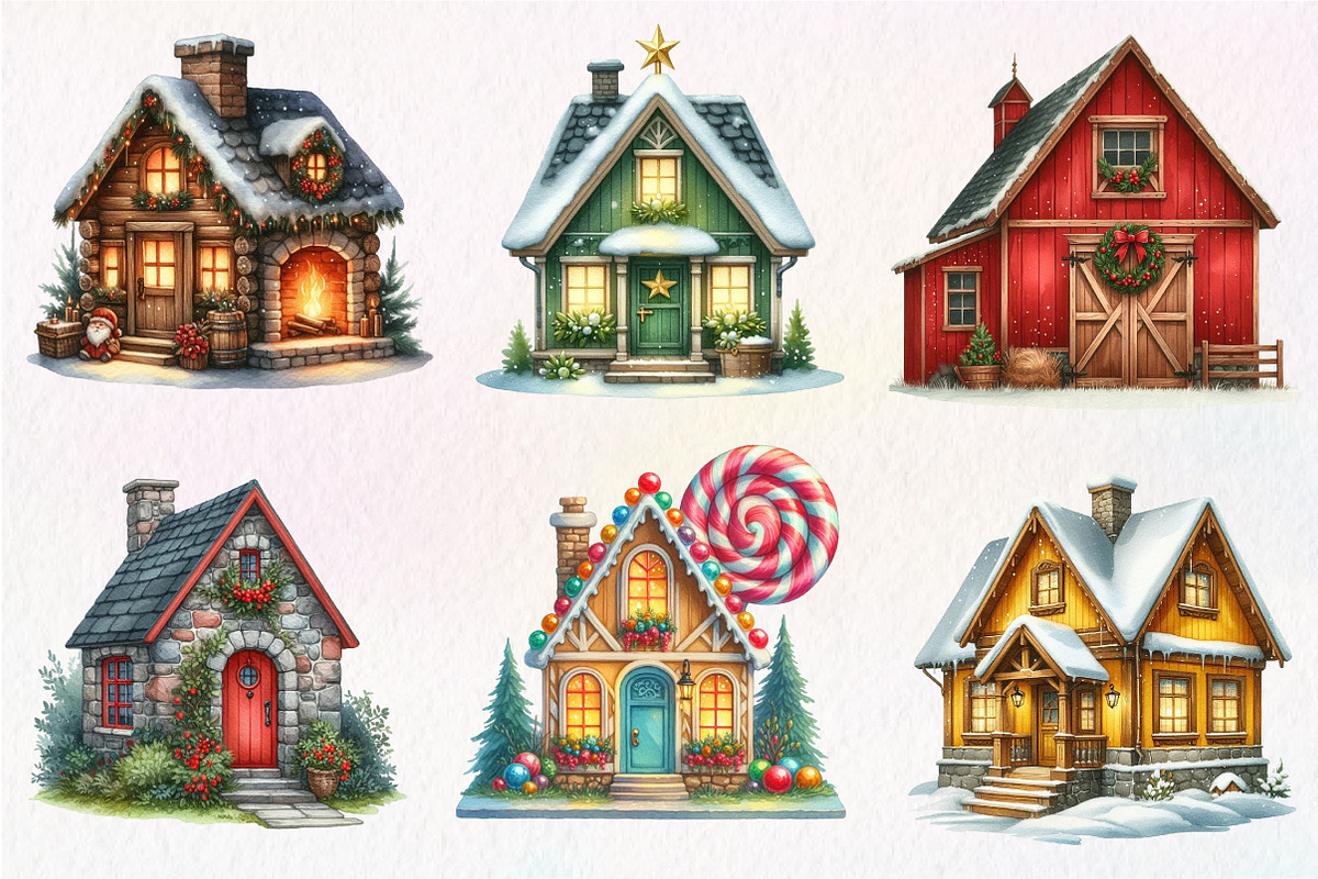 Christmas House Clipart, an Illustration by Dream Creation (Photo 3 of 7)
