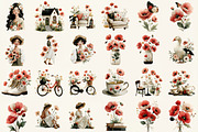 Poppy Flower Cottagecore Art, an Illustration by DreamCafeArt (Thumbnail 2 of 6)