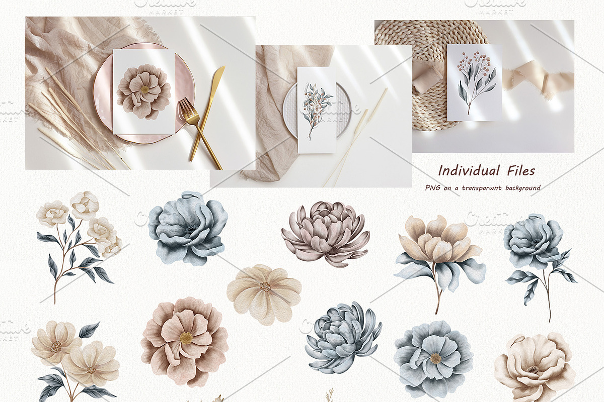 Watercolor Winter Florals Collection, a Decorative Illustration by BarvArt (Photo 3 of 14)