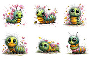Watercolor Spring Caterpillar Clipar, an Illustration by Dream Creation (Thumbnail 2 of 7)
