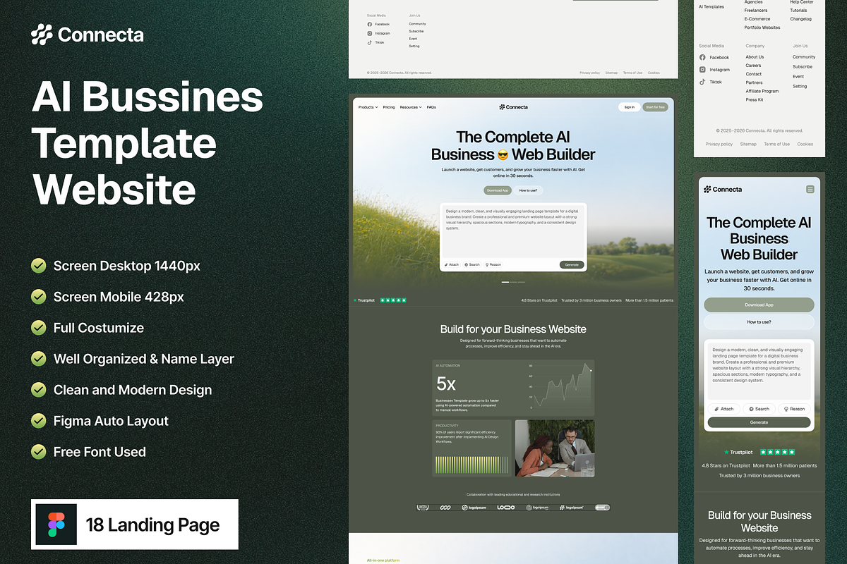 Connecta - AI Bussines Website, a Landing Page Template by SundayWorkTeam (Photo 1 of 6)