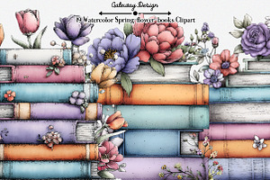 Watercolor Spring flower books Clipa, an Illustration by GatewayDesign