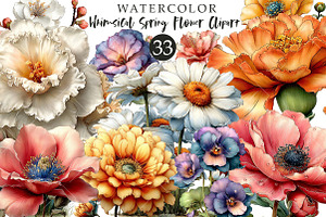 Whimsical Spring Flower Clipart, an Illustration by OK Design