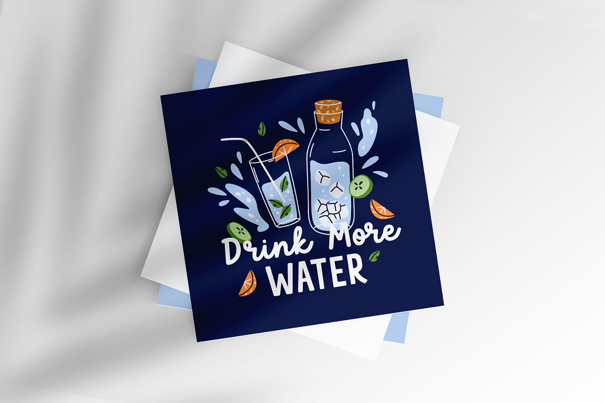 Drink water card backgrounds set, a Food Illustration by Good Studio (Photo 5 of 6)
