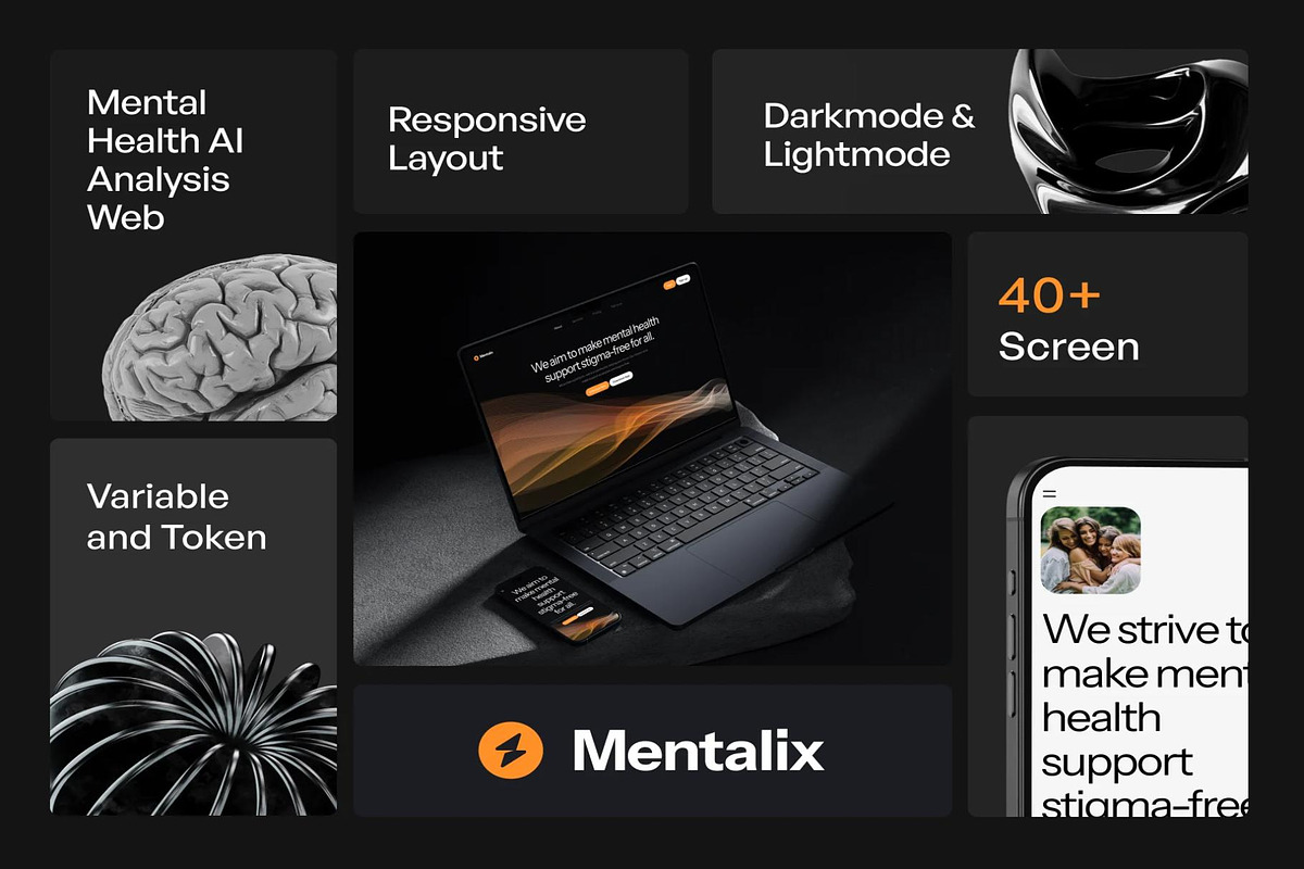 Mentalix Website Mental Health UIKIT, an UI Kit Template by Creative Perspective (Photo 2 of 7)