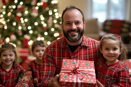 Family Near the Christmas Tree, a Holiday Photo by Andy Dean Photography